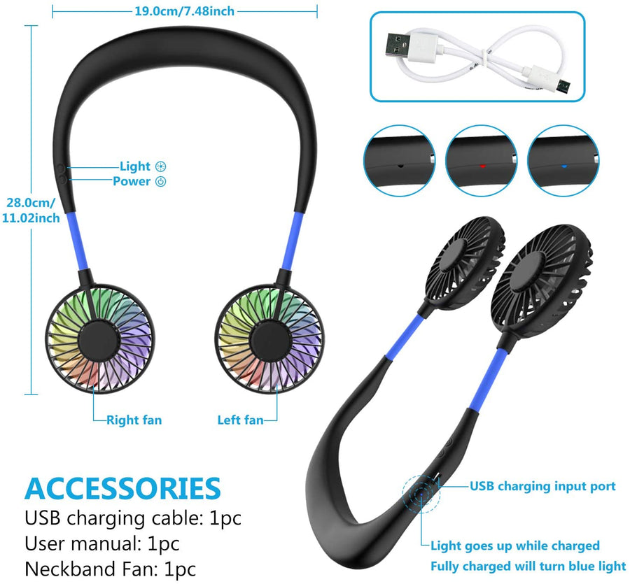 Vital® USB Rechargeable Sports Fan With LED Light