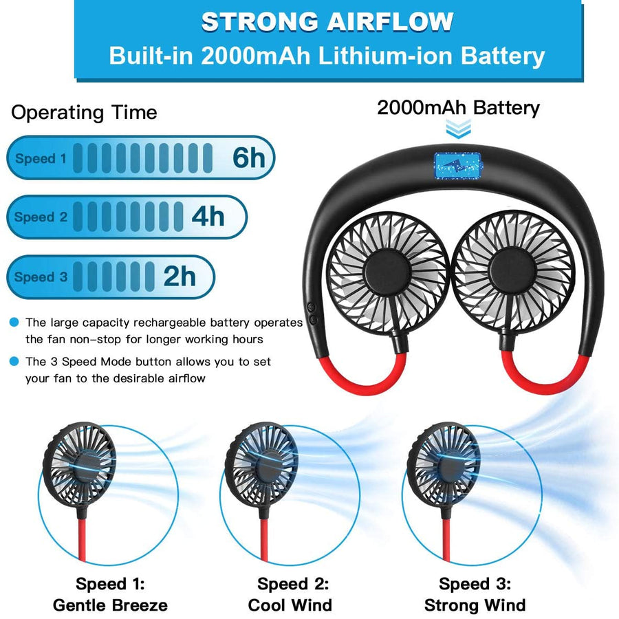 Vital® USB Rechargeable Sports Fan With LED Light